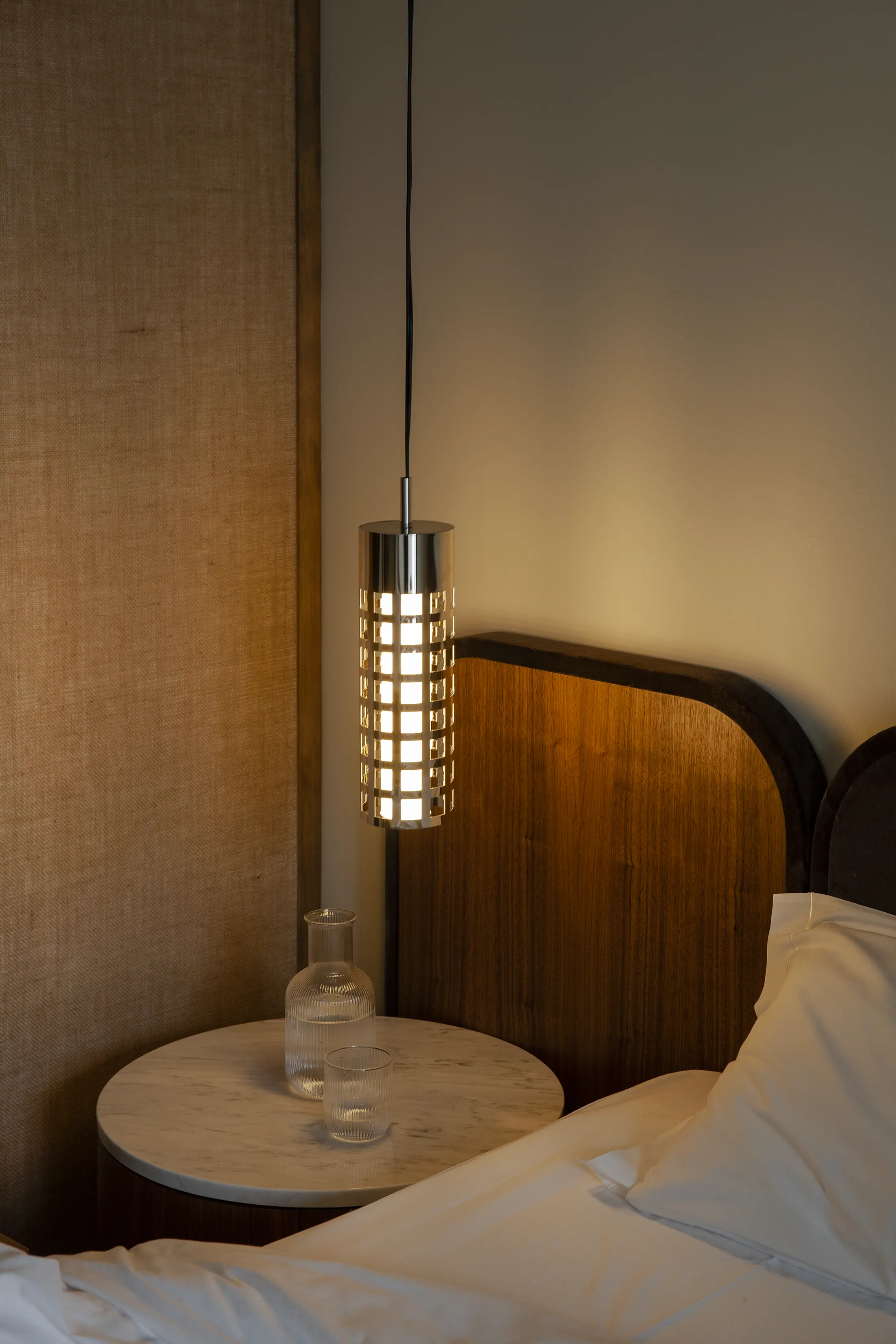 Experience the subtle sophistication of the Standing Steel Pendant Lamp by SOFIADEFRANCESCO, a design that transcends the ordinary and illuminates with serenity.